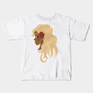 Blonde Girl with Flower in Hair Kids T-Shirt